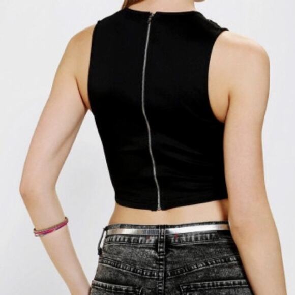 UO Cut Out Neoprene Bodycon Full Back Zip Tank Vest Crop Top, Size XS (EUC) - Picture 2 of 5